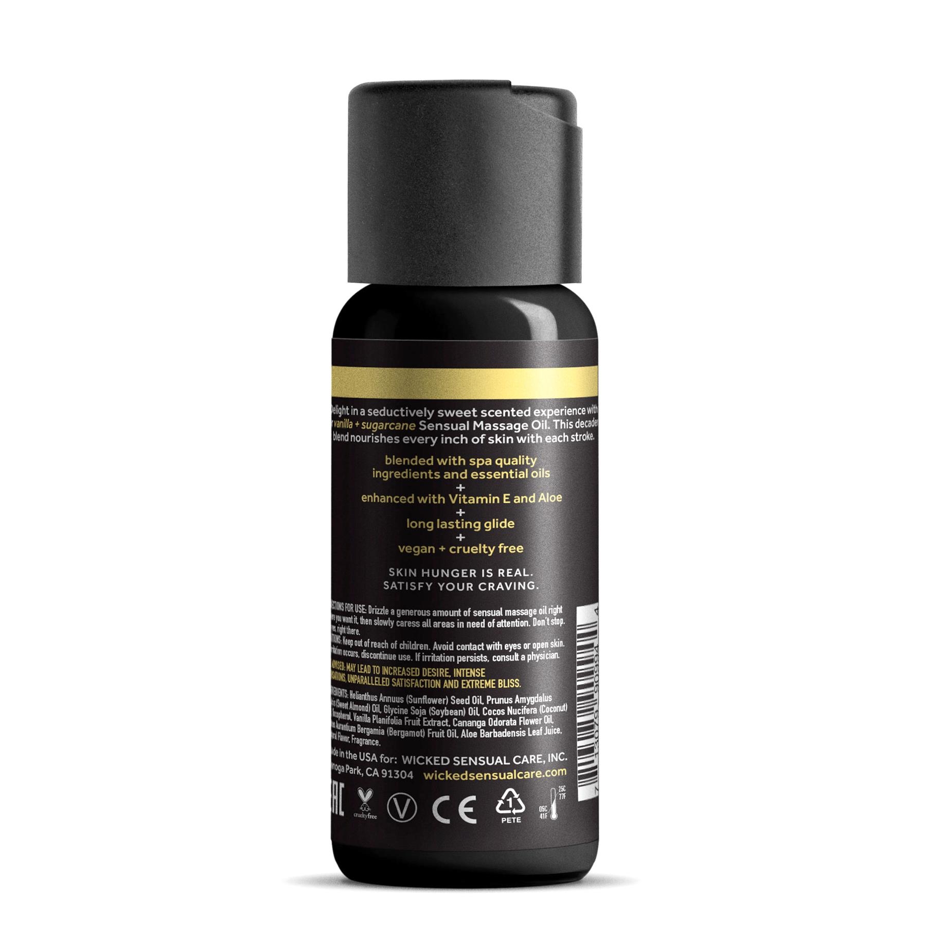 wicked sensual massage oil vanilla + sugar cane back