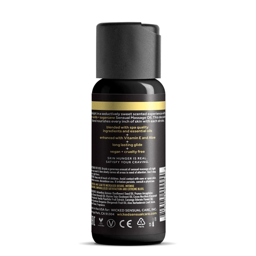 wicked sensual massage oil vanilla + sugar cane back