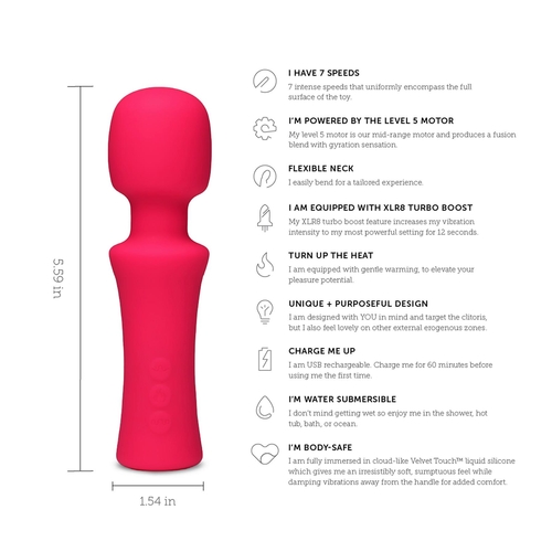 Nu Sensuelle Adore Velvet Touch Heated Turbo Boost Wand features