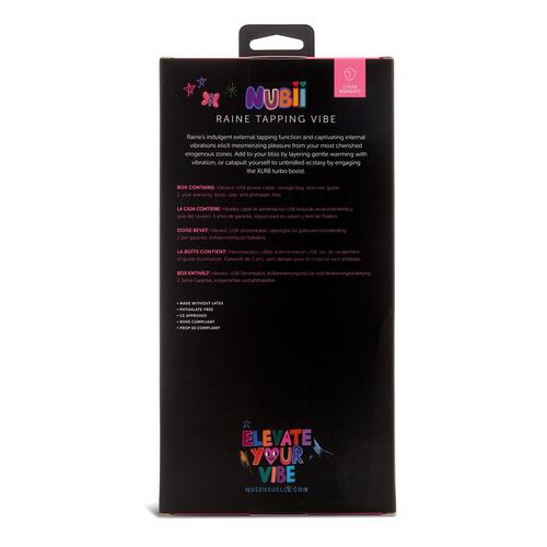 Nu Sensuelle Nubii Raine Heated Tapping Turbo Vibe back of package