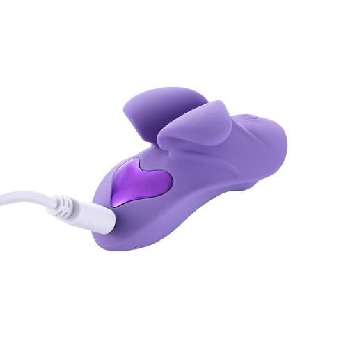 Adam & Eve Dainty Darling Mini Finger Vibe - Showing Where Charging Cord is Placed - Lilac