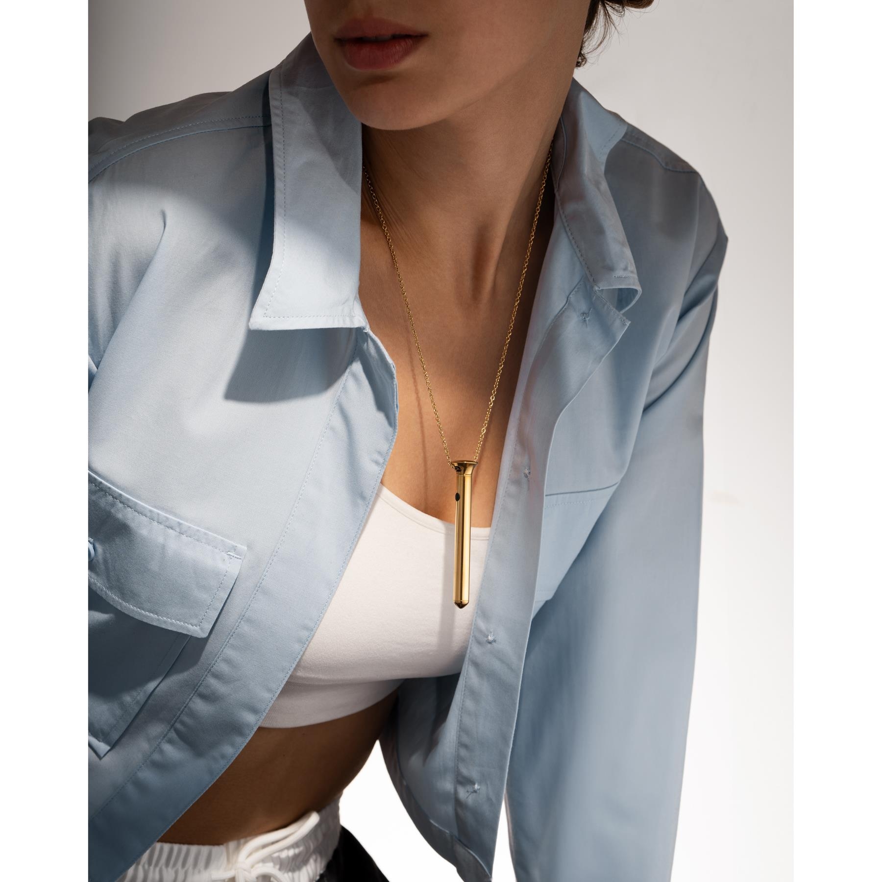 Crave Pleasure Jewelry Vesper Mini Necklace Vibrator rose gold view 8