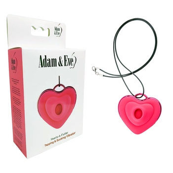 Adam & Eve Hearts-A-Flutter Tapping and Sucking Vibrator - Product and Packaging