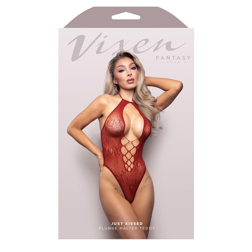 Just Kissed Plunge Halter Teddy box