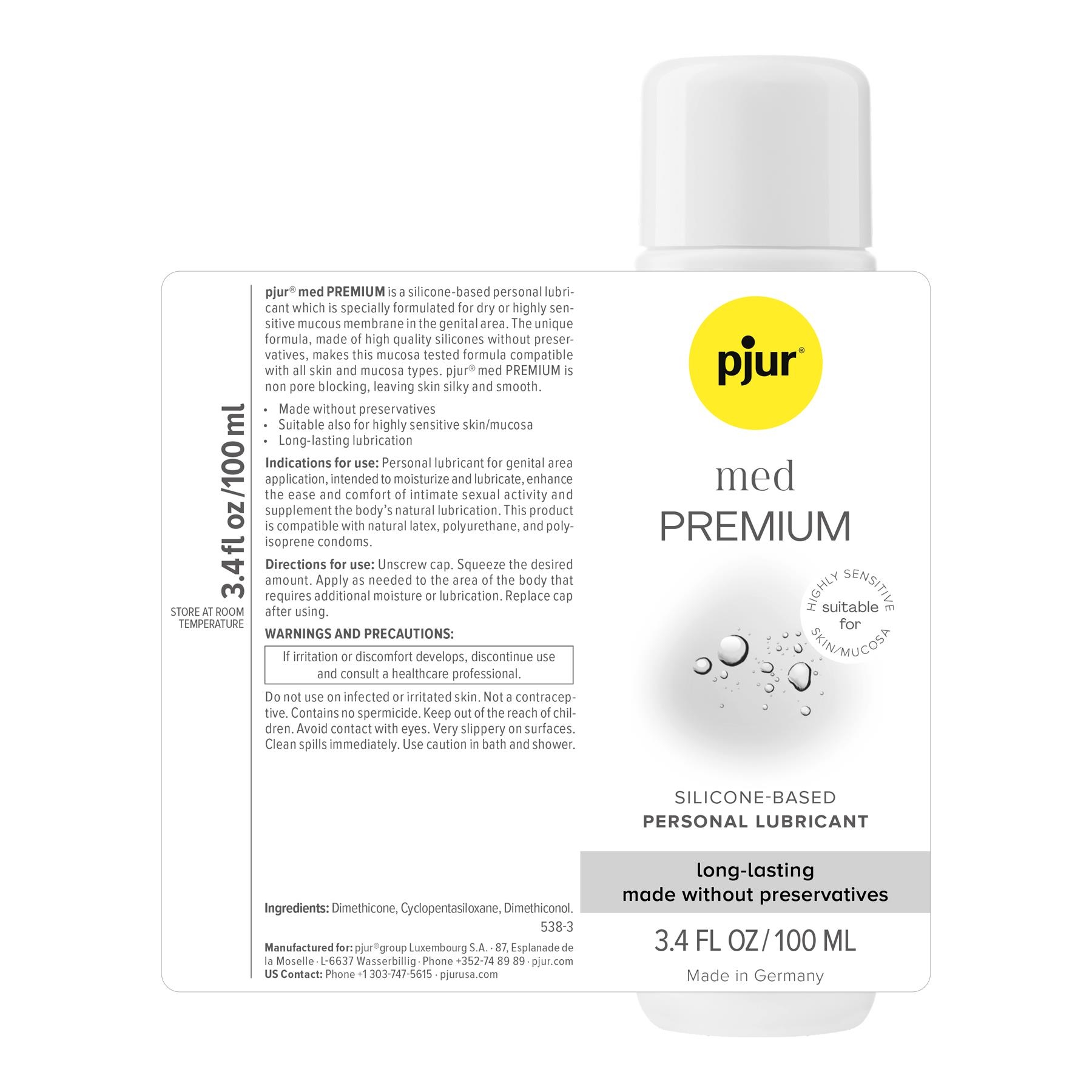 pjur med PREMIUM back of bottle