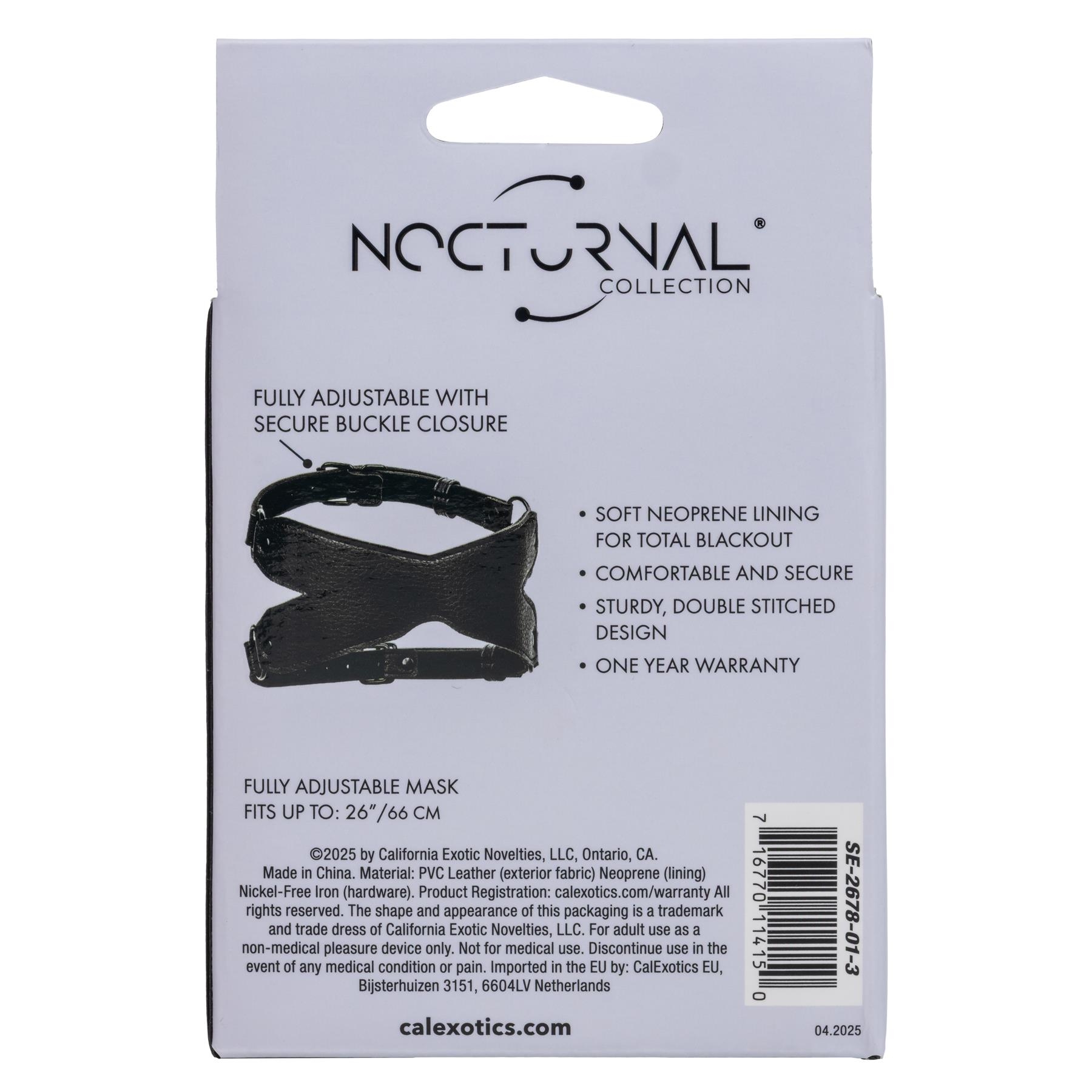 Nocturnal X-Mask BACK OF PACKAGE