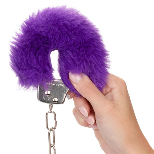 Ultra Furry Cuffs - color purple in hand