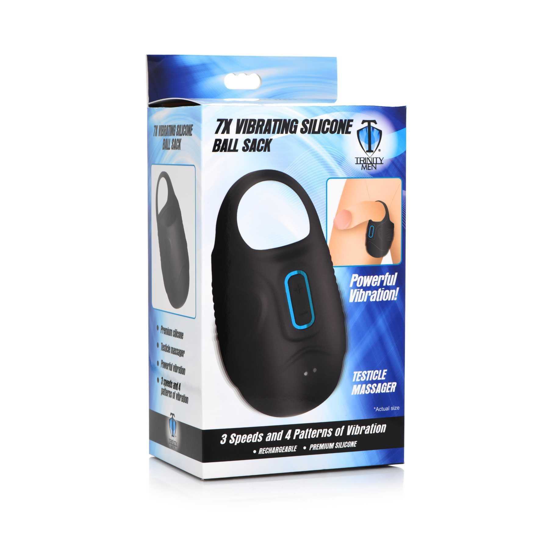 7X Vibrating Silicone Ball Sack packaging side view