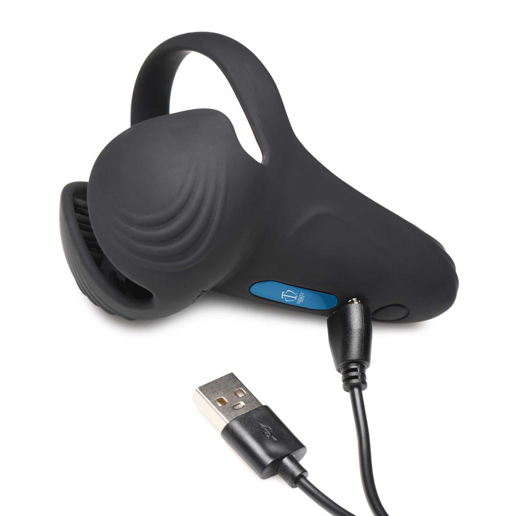 10X Silicone Cock & Ball Ring Taint Stimulator & Remote Control charging cord