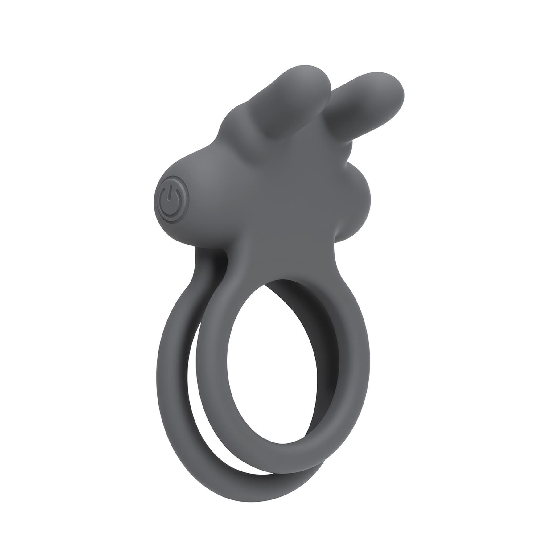 Adam & Eve Bouncin' Bunny Vibrating Couples Enhancer - Product Shot - Gray