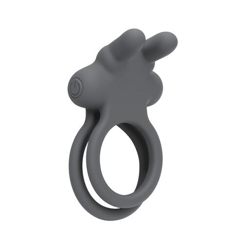 Adam & Eve Bouncin' Bunny Vibrating Couples Enhancer - Product Shot - Gray