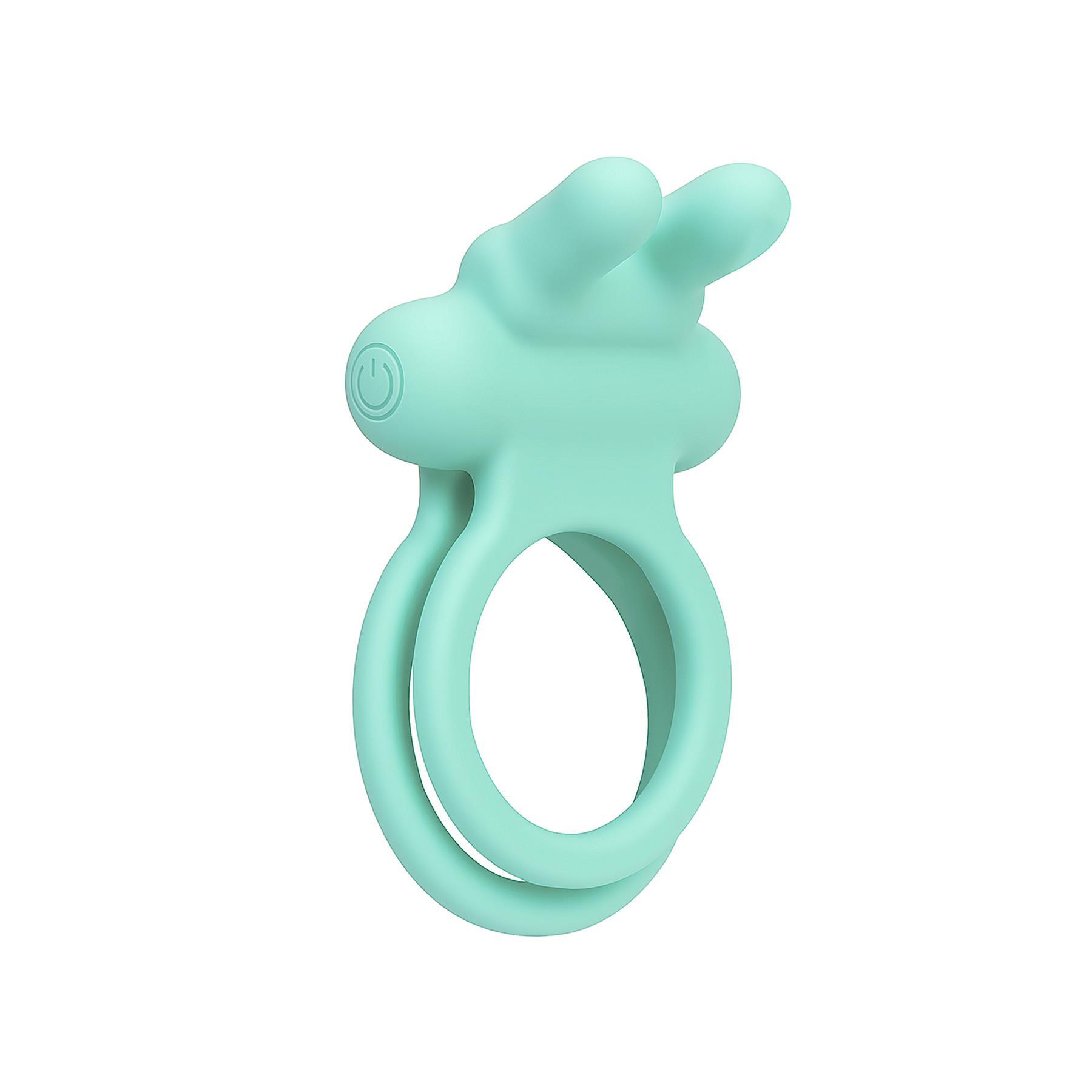 Adam & Eve Bouncin' Bunny Vibrating Couples Enhancer - Product Shot - Aqua
