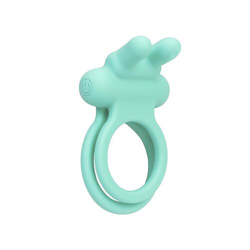 Adam & Eve Bouncin' Bunny Vibrating Couples Enhancer - Product Shot - Aqua