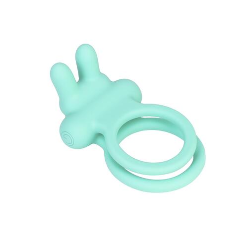 Adam & Eve Bouncin' Bunny Vibrating Couples Enhancer - Product Shot - Aqua
