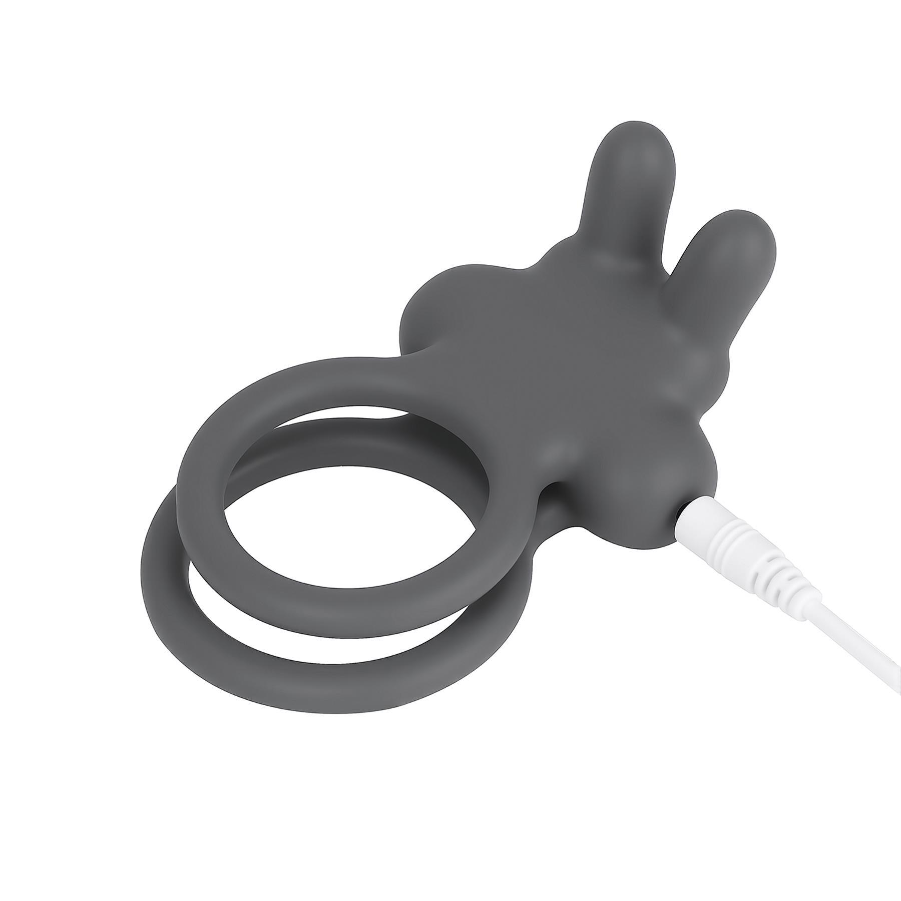Adam & Eve Bouncin' Bunny Vibrating Couples Enhancer - Product Shot - Gray