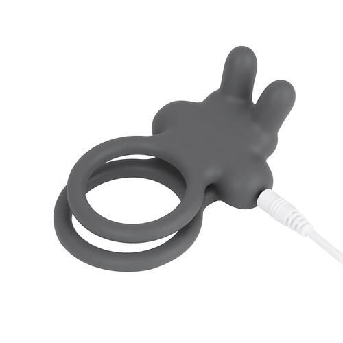 Adam & Eve Bouncin' Bunny Vibrating Couples Enhancer - Product Shot - Gray