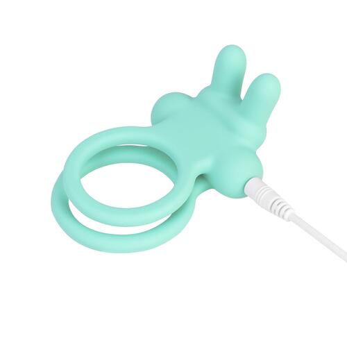 Adam & Eve Bouncin' Bunny Vibrating Couples Enhancer - Product Shot - Aqua
