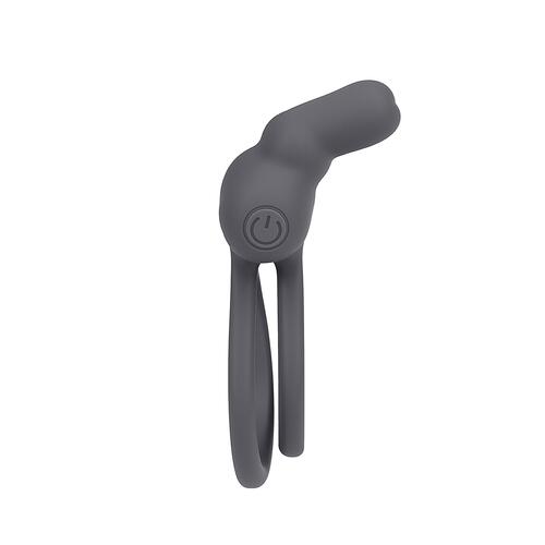 Adam & Eve Bouncin' Bunny Vibrating Couples Enhancer - Product Shot - Side View - Gray