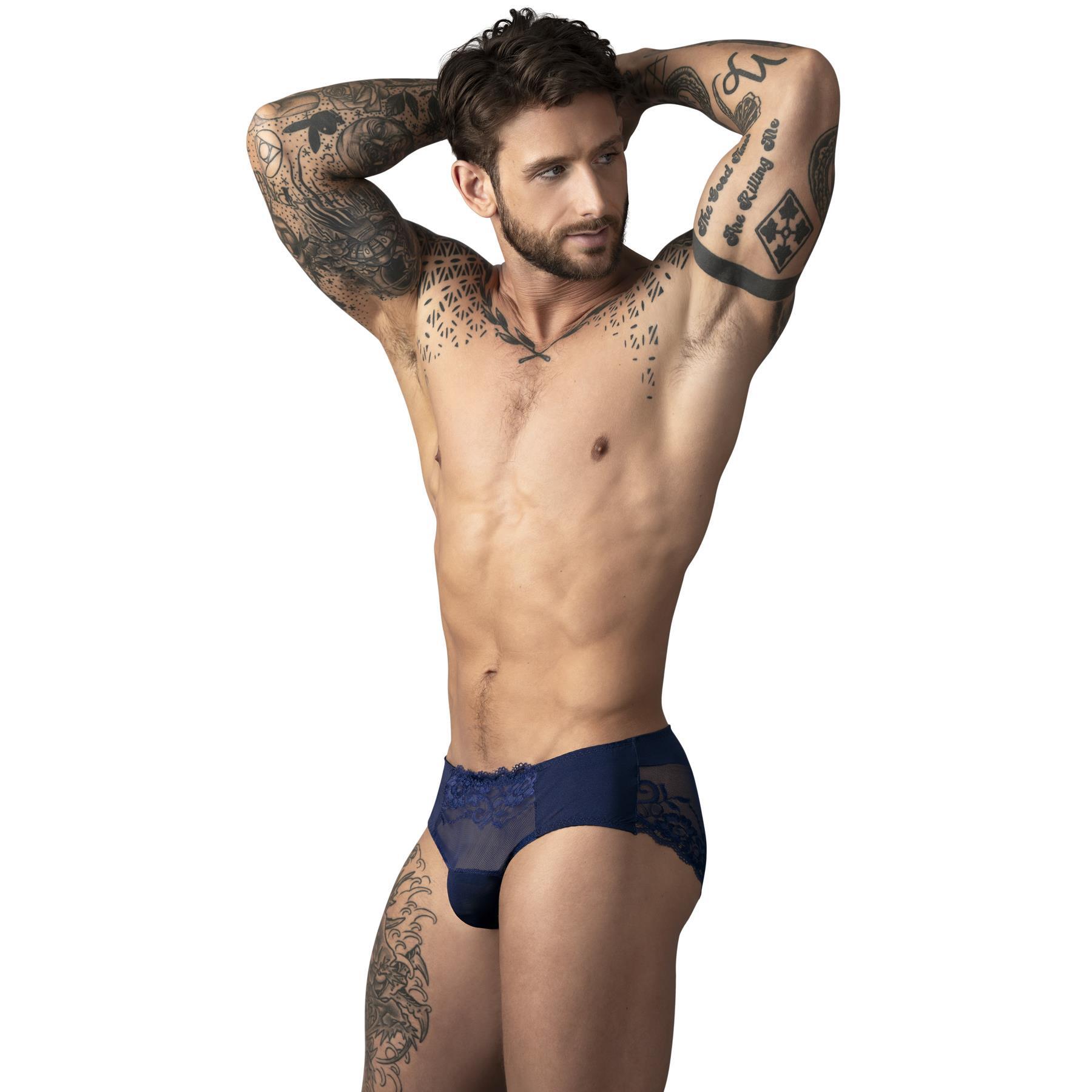SASSY LACE BIKINI SOLID POUCH navy front