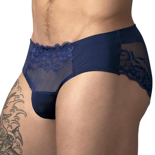 SASSY LACE BIKINI SOLID POUCH cropped navy front