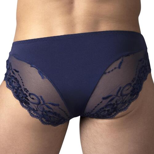 SASSY LACE BIKINI SOLID POUCH cropped navy back