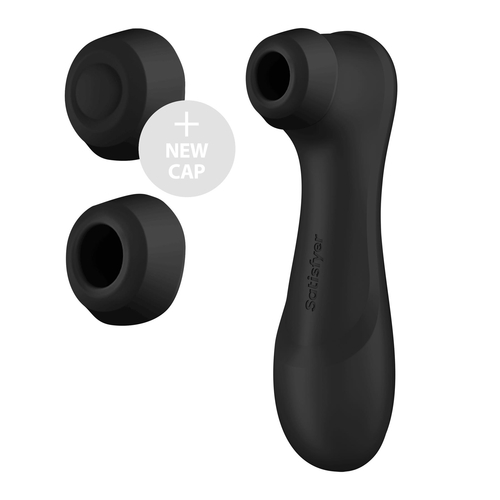 Satisfyer Pro 2 Gen 3 Liquid Air Clitoral Stimulator with Bluetooth Gray - Product Shot with Tips