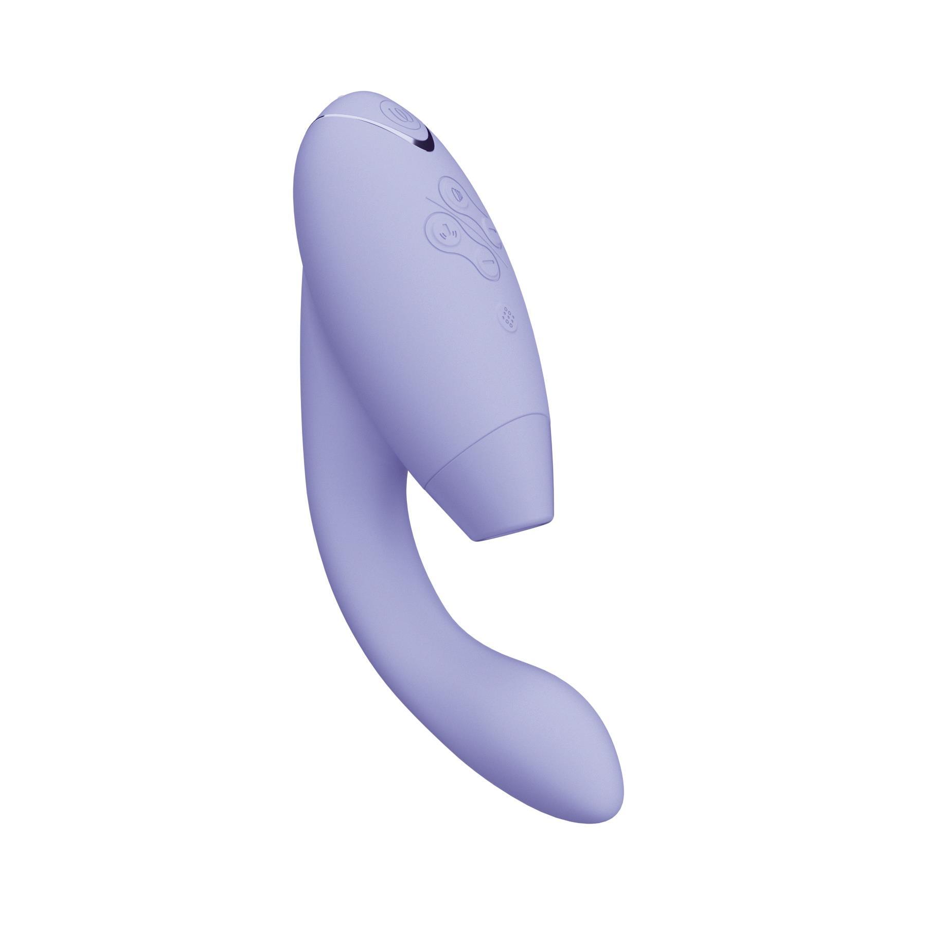 Womanizer Duo 2 Dual Stimulator  color purple tip and front view