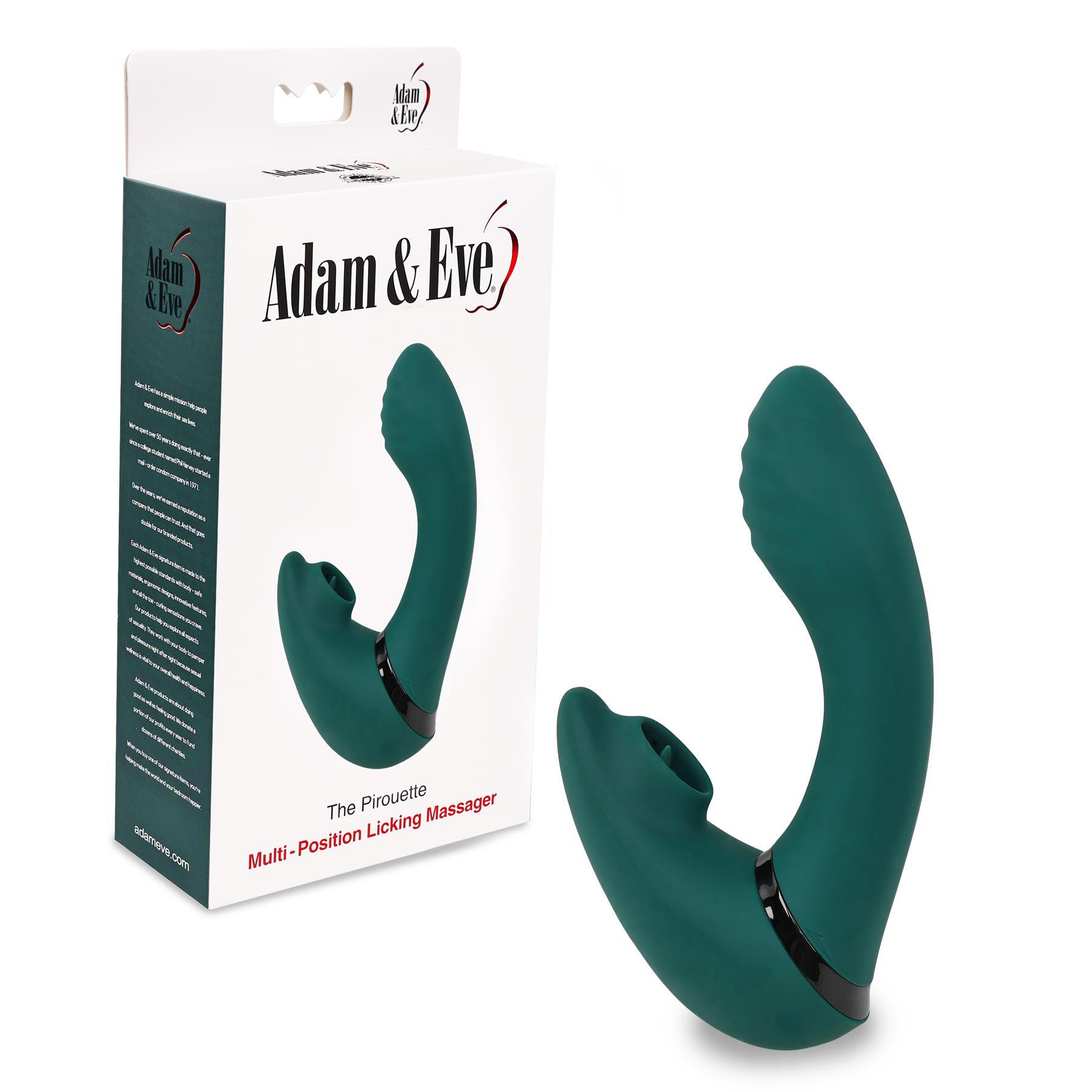 Adam & Eve The Pirouette Multi-Position Massager - Product and Packaging