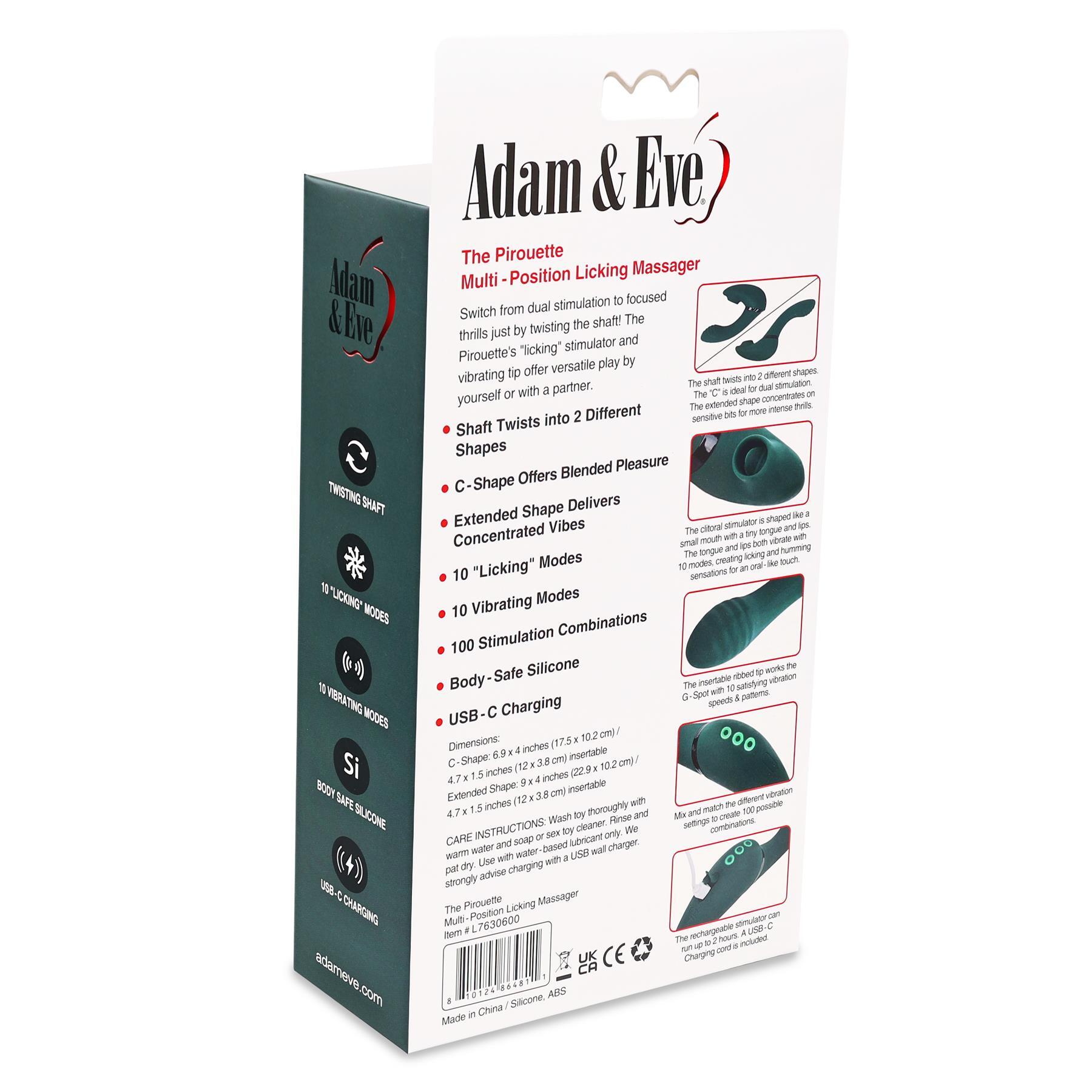Adam & Eve The Pirouette Multi-Position Massager - Packaging Shot - Back