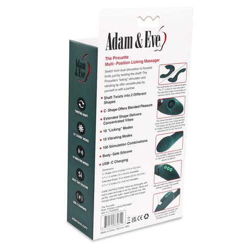Adam & Eve The Pirouette Multi-Position Massager - Packaging Shot - Back