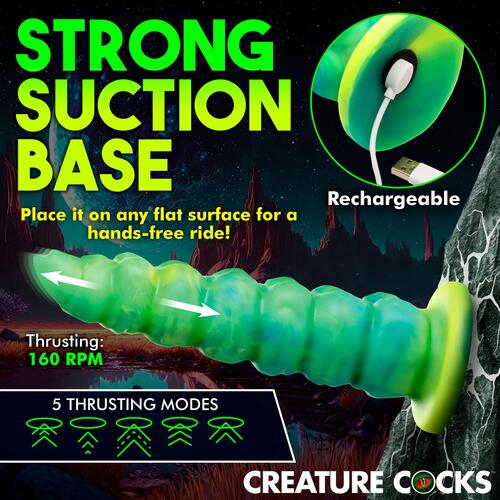 Creature Cocks Squirmer Thrusting & Vibrating Dildo features 5