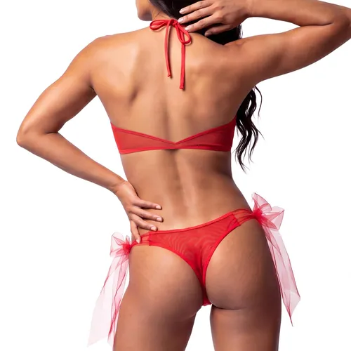 Bow Delight  Temptations2 pc Bra & Thong set back cropped