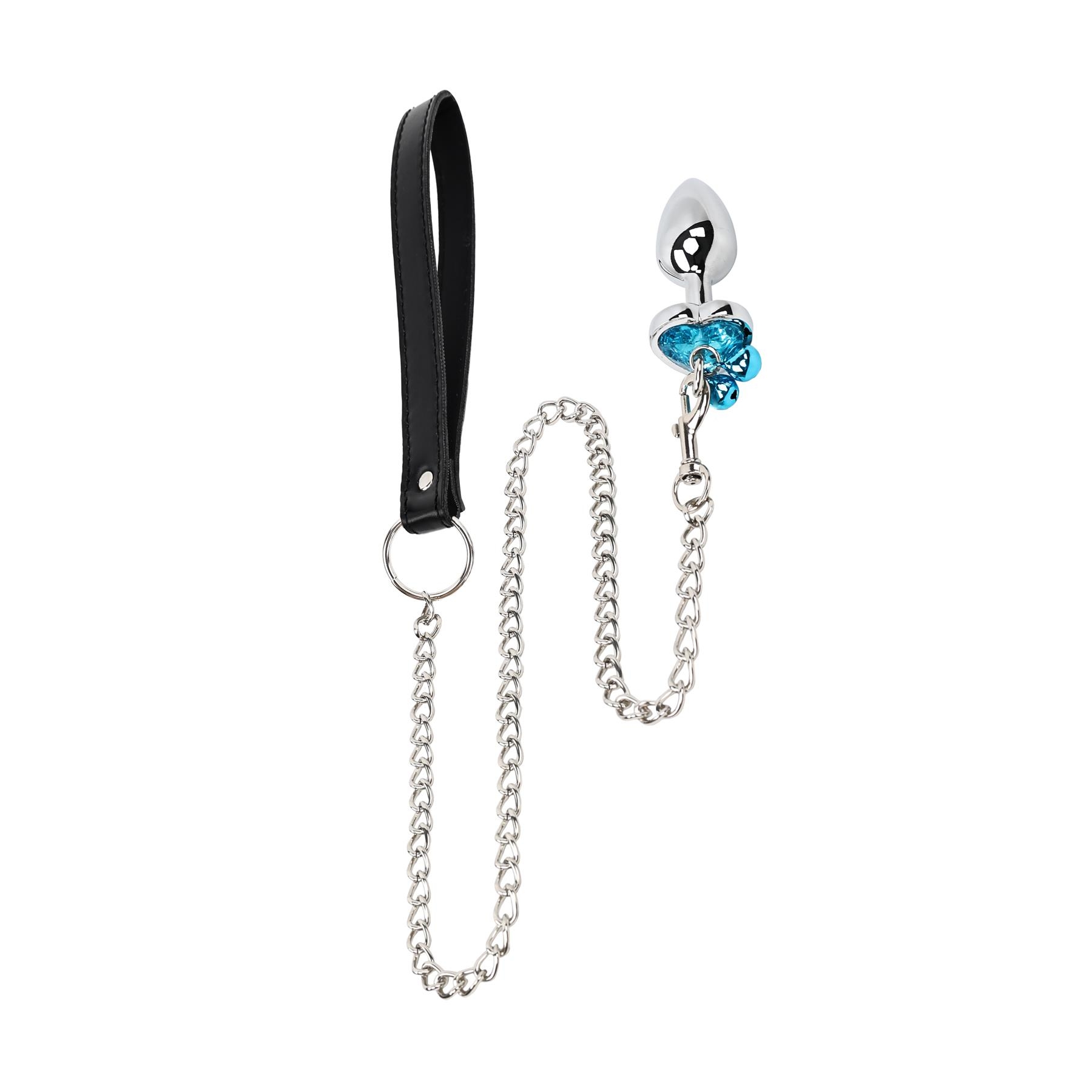 Gem Jingle Bell Butt Plug With Leash - Plug and Leash Together - Shot #