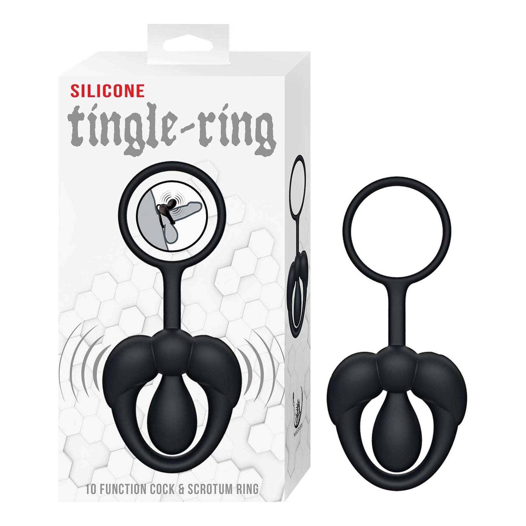SILICONE TINGLE RING-BLACK product with package