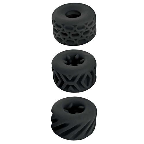SUPER STRETCHY STROKER RINGS set of three vertical black