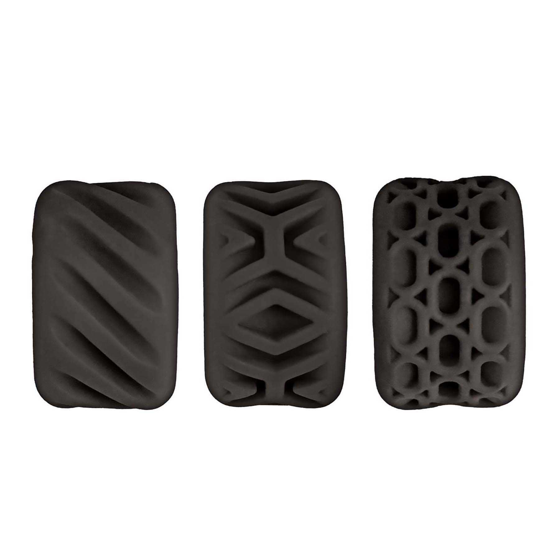 SUPER STRETCHY STROKER RINGS set of three horizontal black