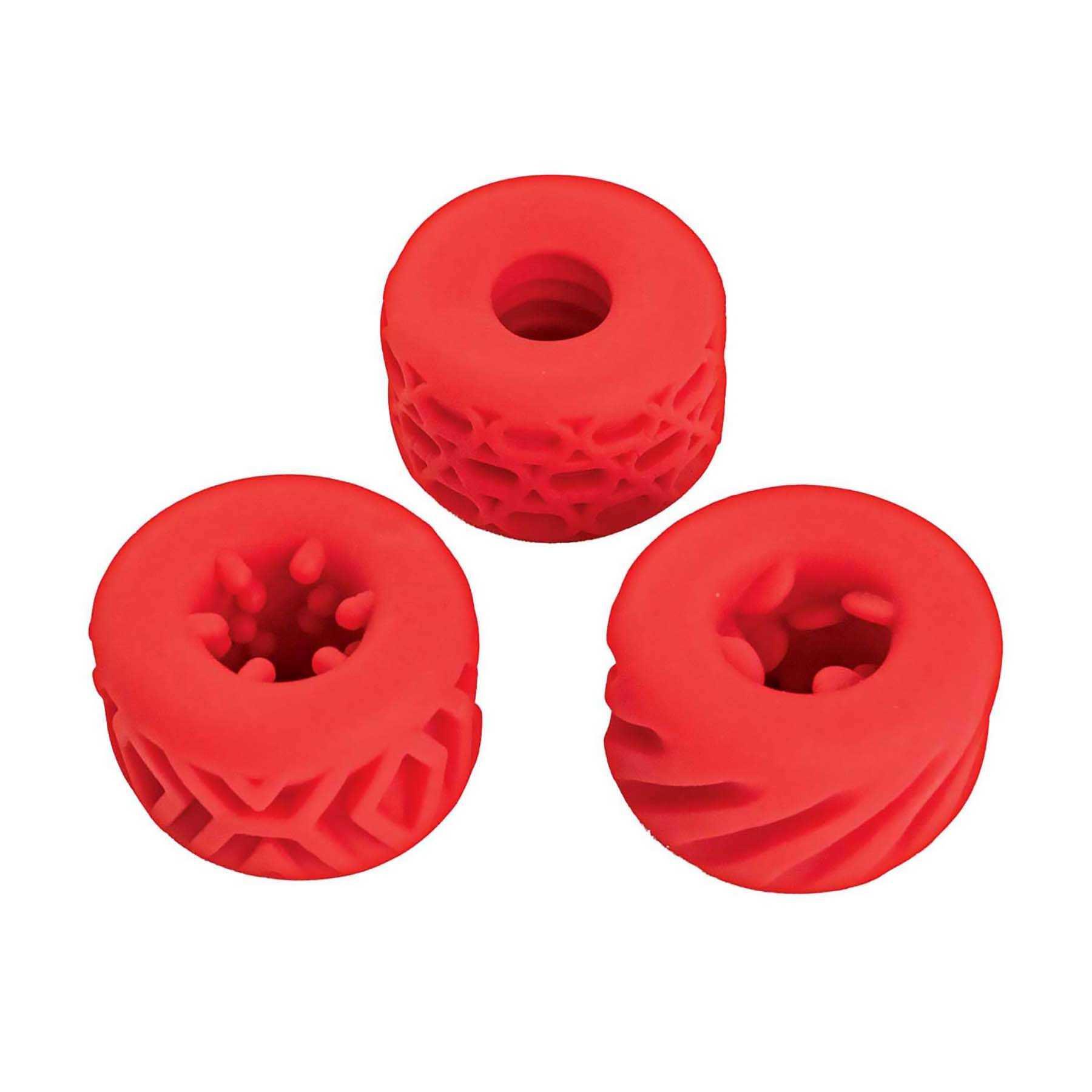 SUPER STRETCHY STROKER RINGS set of three red