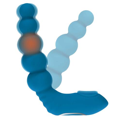 LEVELZ - Vibrating - Heating - Bendable - Tapping Beaded Silicone Prostate Stimulator blue bendable