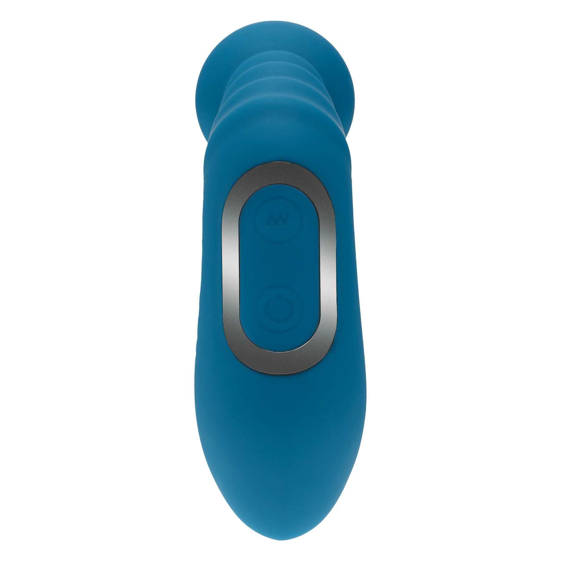 LEVELZ - Vibrating - Heating - Bendable - Tapping Beaded Silicone Prostate Stimulator blue back