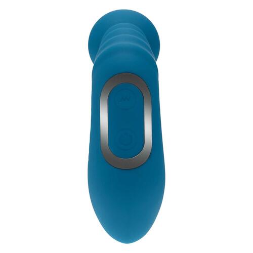 LEVELZ - Vibrating - Heating - Bendable - Tapping Beaded Silicone Prostate Stimulator blue back