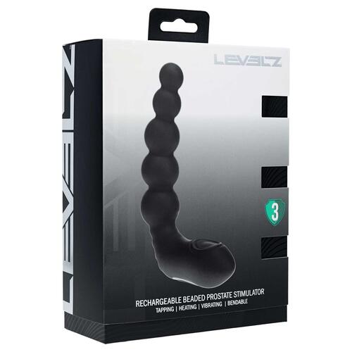 LEVELZ - Vibrating - Heating - Bendable - Tapping Beaded Silicone Prostate Stimulator black box
