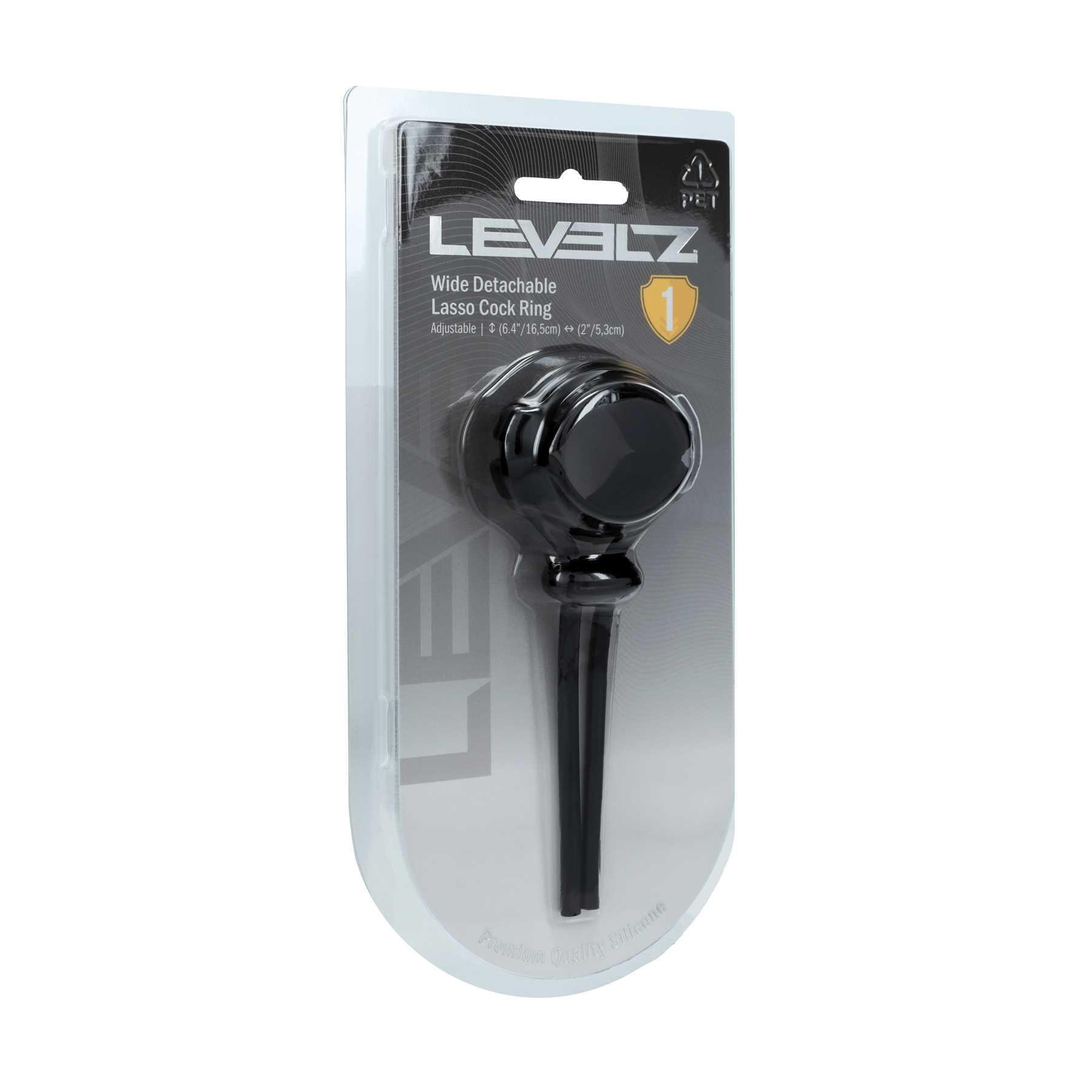 LEVELZ - Detachable Wide Adjustable Silicone Lasso Cock Ring black package