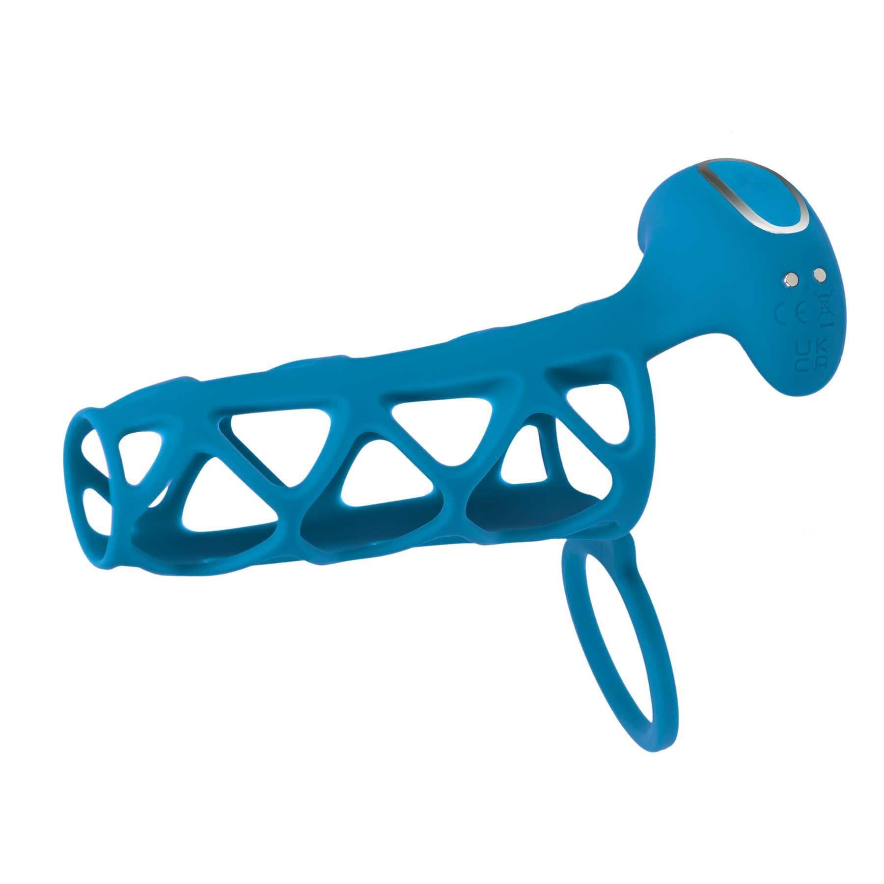 LEVELZ - Vibrating Cage Silicone Cock Sleeve & Ball Ring blue