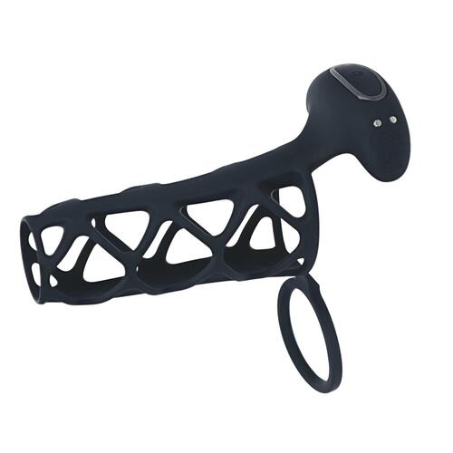 LEVELZ - Vibrating Cage Silicone Cock Sleeve & Ball Ring black