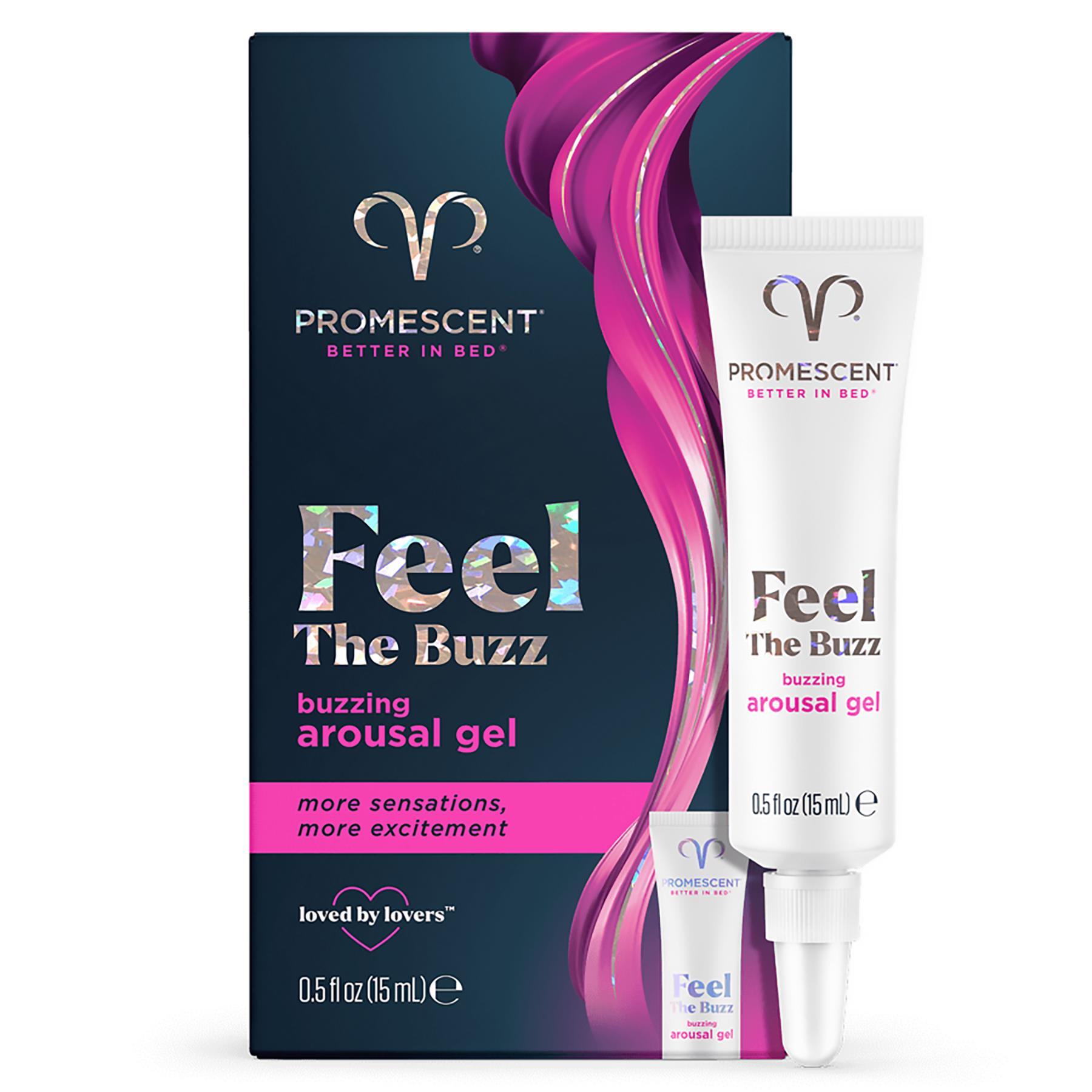 Promescent Feel the buzz Buzzing female arousal gel front of bottle and box