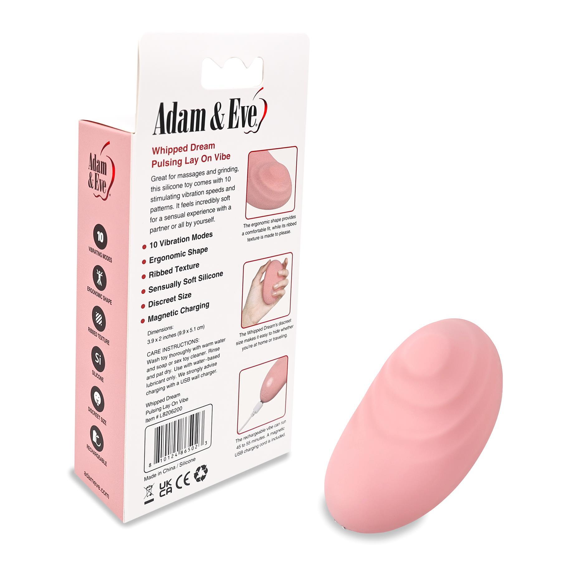 Adam & Eve Whipped Dream Pulsing Lay On Vibrator - Packaging - Back with Product