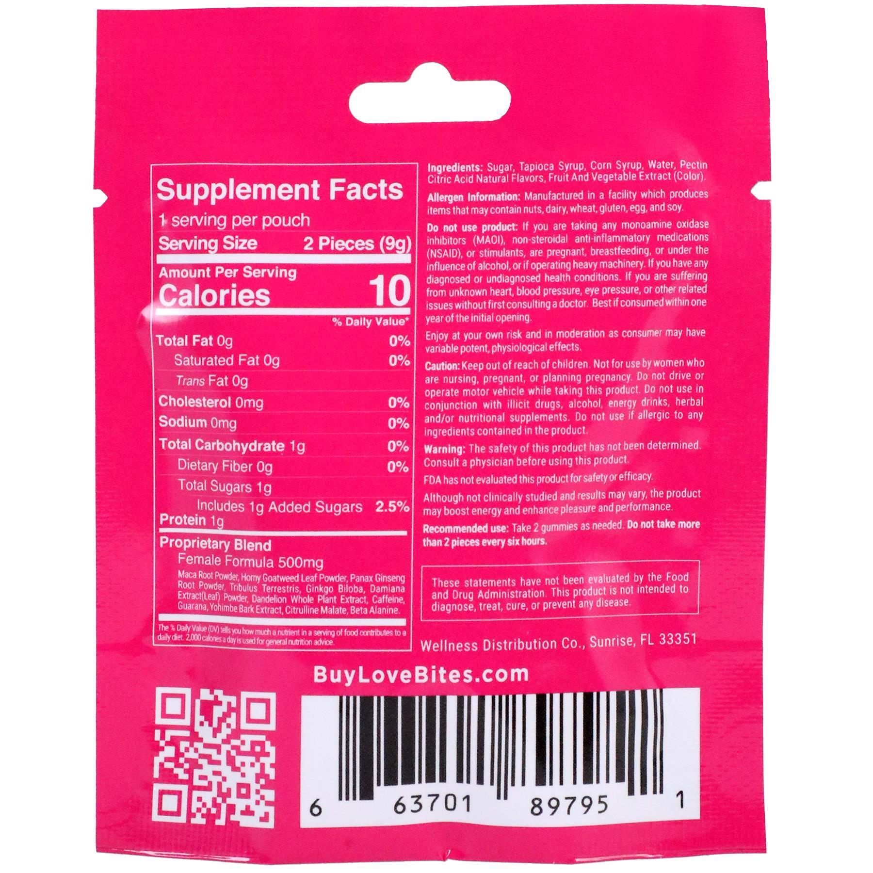 Love Bites - Female Sensual Gummies - 2 pcs per pack - 0.3 oz.