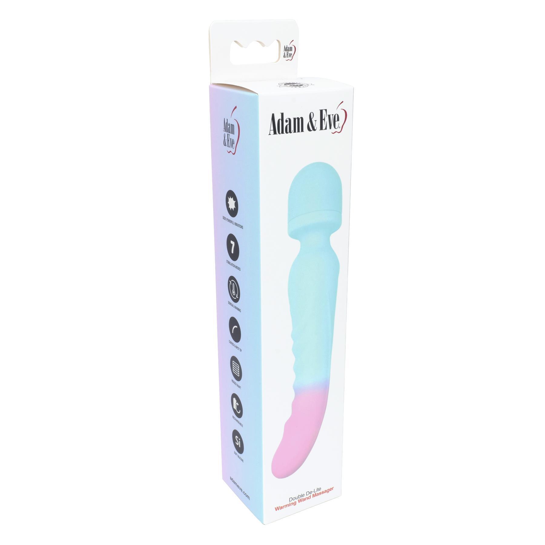 Adam & Eve Double De-lite Warming Wand Massager - Packaging