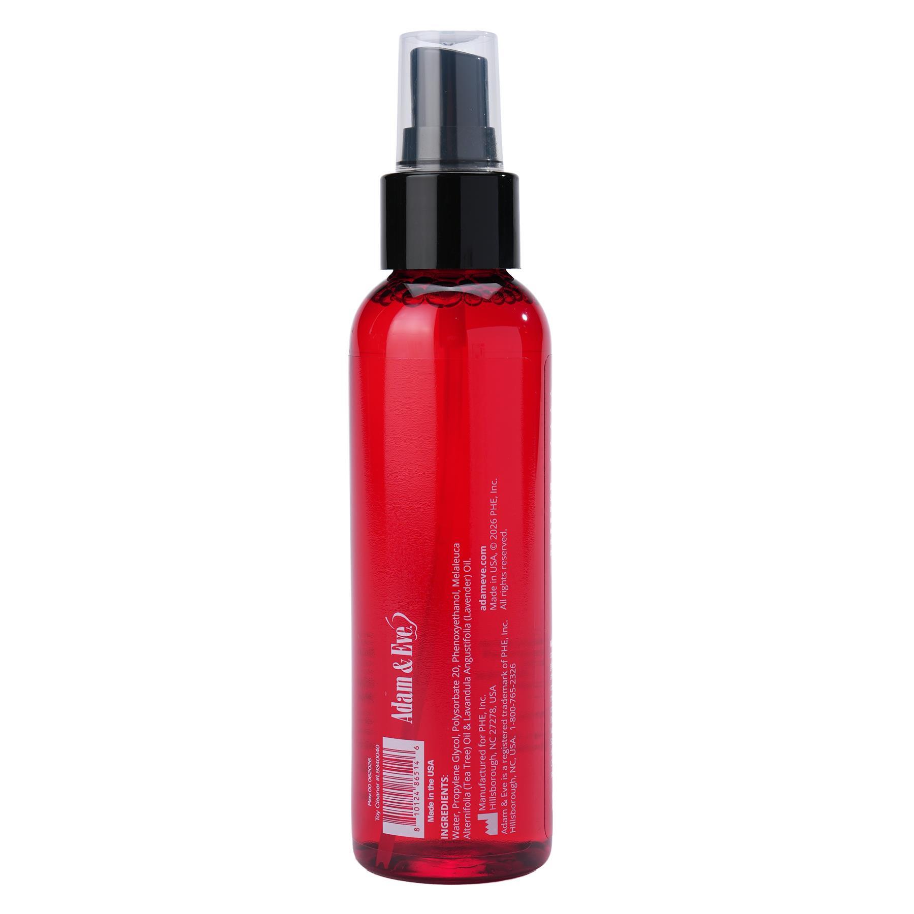 Adam & Eve Essentia Clean Touch Misting Toy Cleaner - Back of Bottle