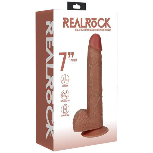 RealRock 7 Inch Vibrating Dildo color brown view 5